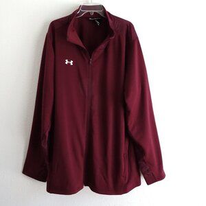 Under Armour Warm Up Jacket Men's Size 4XL Red Burgundy Full Zip Loose Fit